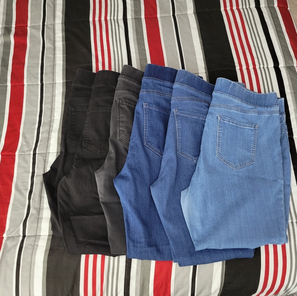 FOREVER 21 PLUS SZE BLUE GRAY BLACK SKINNY JEAN DENIM 1X ELASTIC WAIST